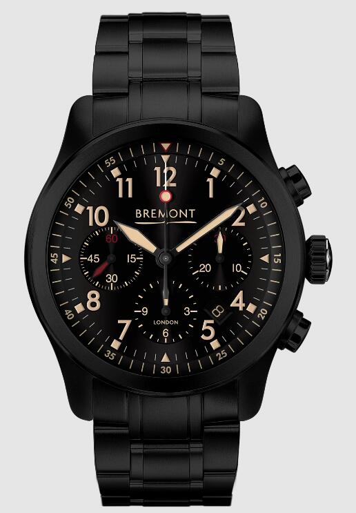 Replica Bremont Watch Altitude Pilot Chronographs ALT1-P2 JET Black Dial Steel Strap